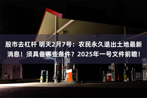 股市去杠杆 明天2月7号：农民永久退出土地最新消息！须具备哪些条件？2025年一号文件前瞻！