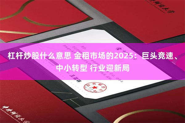 杠杆炒股什么意思 金租市场的2025：巨头竞速、中小转型 行业迎新局